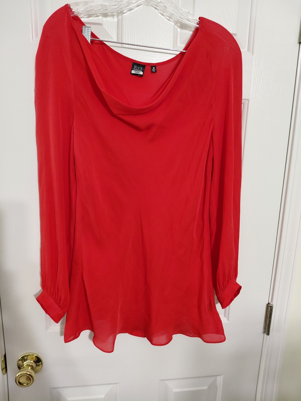 Black Label Women's Red Draped Neck Blouse